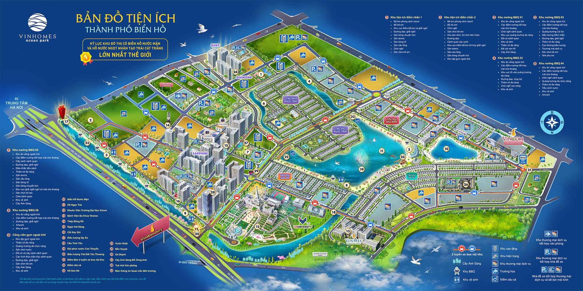Bản đồ tiện ích đại đô thị Vinhomes Ocean Park mang đến cho cư dân không gian sống lý tưởng. Bản đồ tiện ích đại đô thị Vinhomes Ocean Park mang đến cho cư dân không gian sống lý tưởng.
